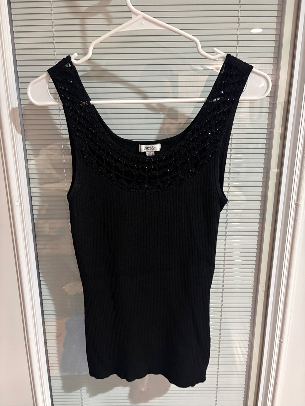 Cache Black Crochet Yoke Tank